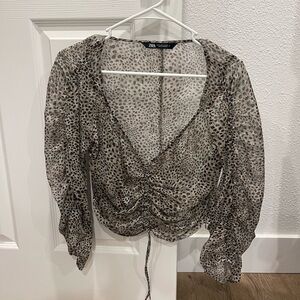 Zara Leopard Print Sheer Top